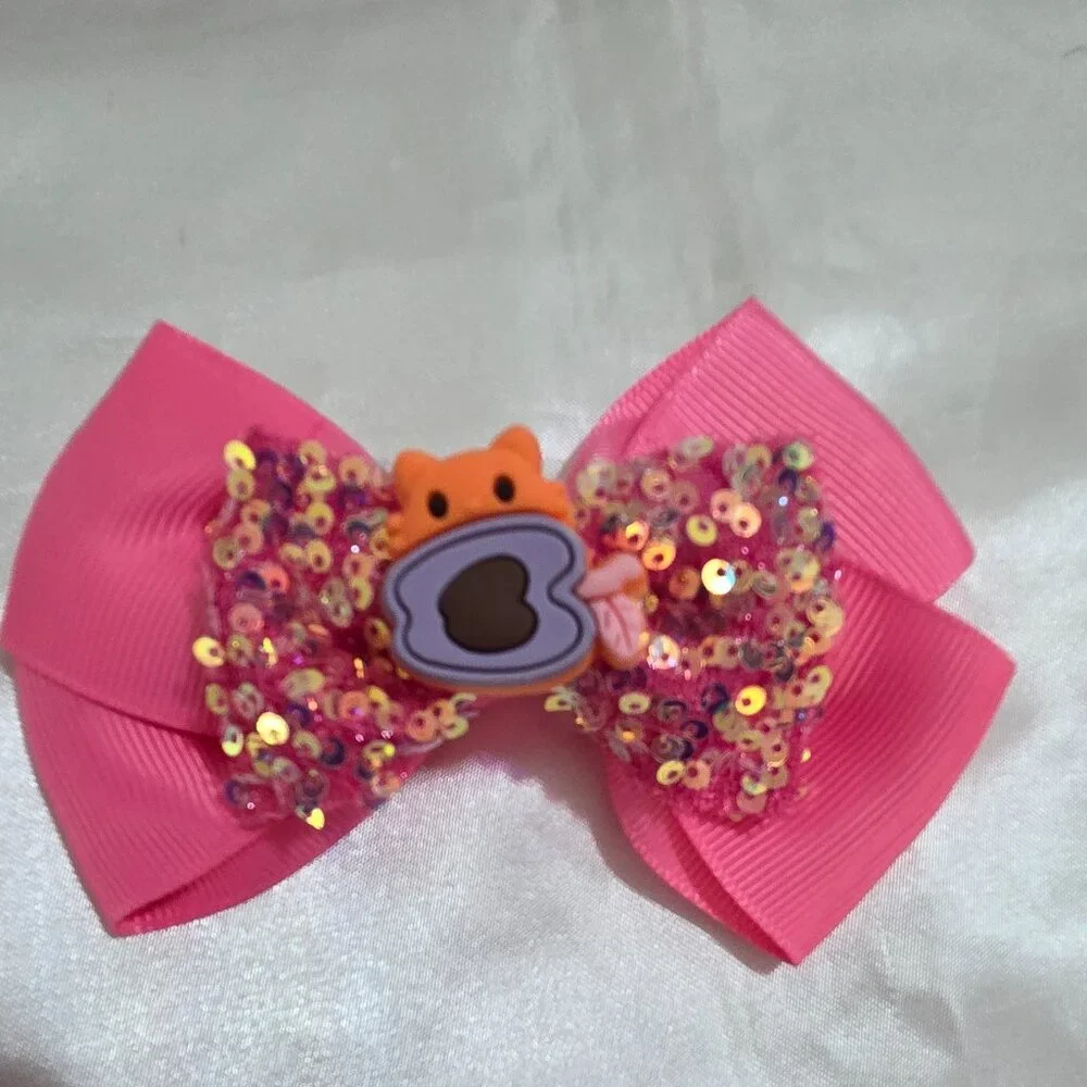 5pcs Cute Glitter Hair Bows Set for Girls Bee Bear Strawberry Clips